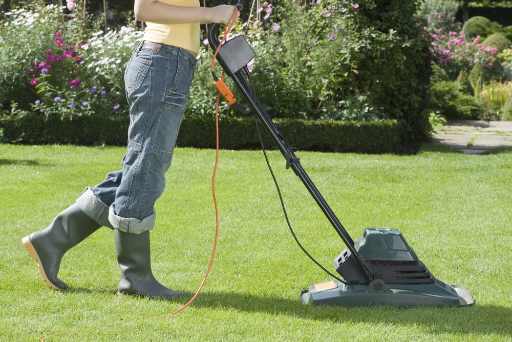 mowing lawn